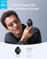 Anker MagGo 3-in-1 wireless charging station with foldable pad for smartphones, earbuds, and smartwatch charging.