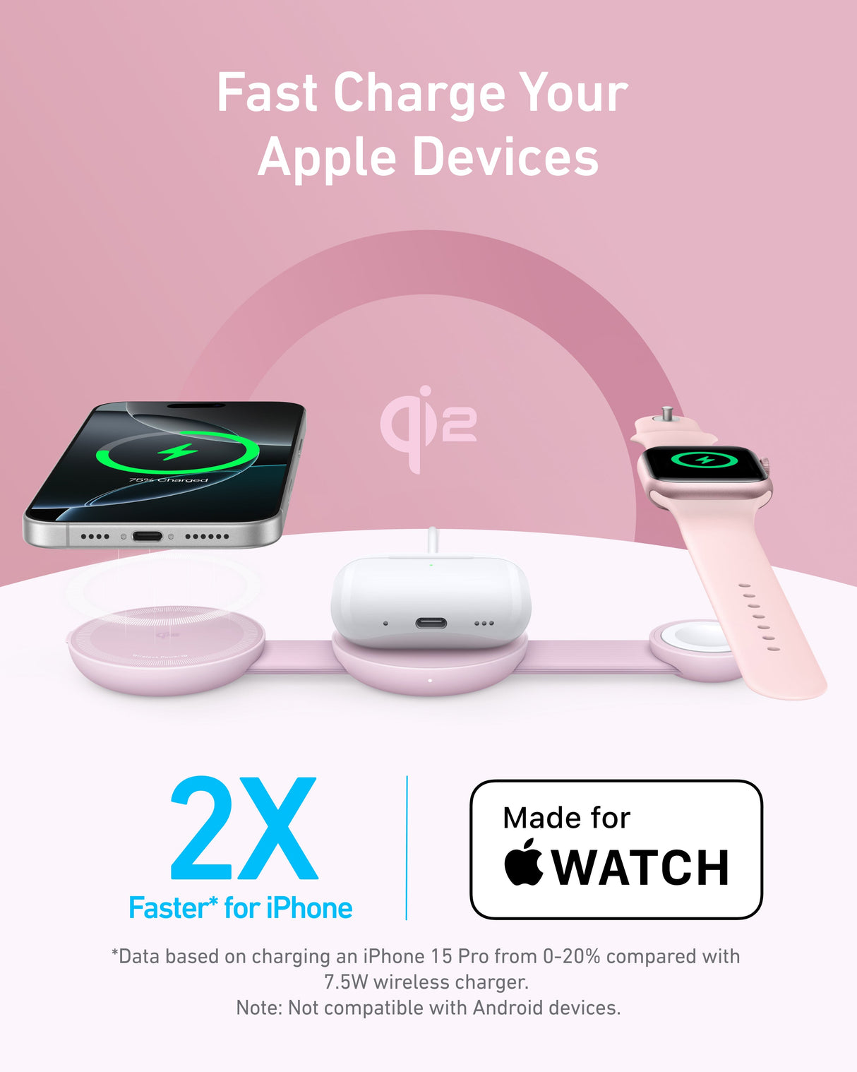 Anker MagGo 3-in-1 wireless charging station with foldable pad for iPhone, Apple Watch, and AirPods, sleek and compact design.