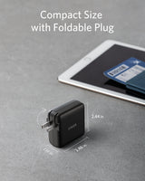 Anker 324 40W charger for fast charging devices, compact design with USB-C port, black plastic body.