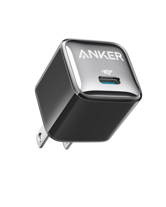 Anker Nano 20W USB-C charging wall adapter showing compact design and single USB-C port for fast device charging.