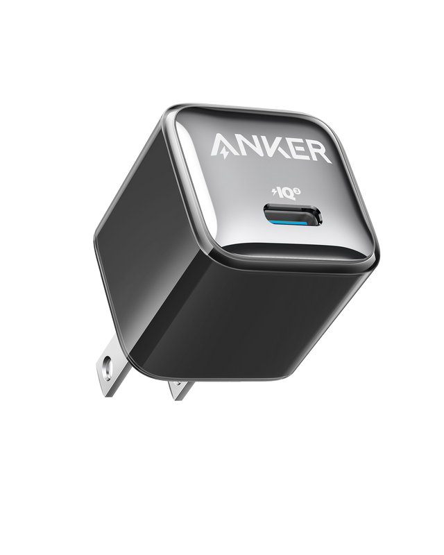 Anker Nano 20W USB-C charging wall adapter showing compact design and single USB-C port for fast device charging.