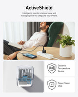 Anker Nano 20W charger for fast charging, compact design, shown with charging port and USB-C connection.