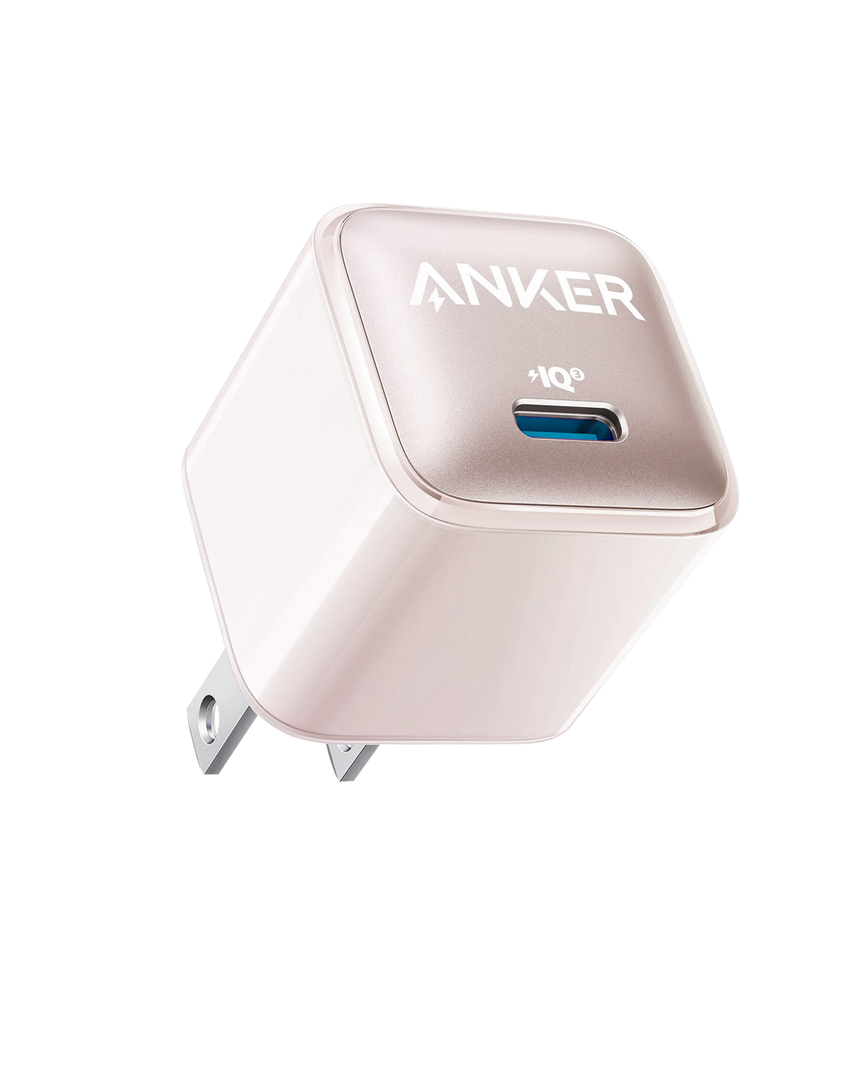Anker Nano 20W charger for fast charging, shown with compact design and USB-C port for mobile devices.