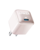 Anker Nano 20W charger for fast charging, shown with compact design and USB-C port for mobile devices.
