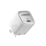 Anker 25W compact charger with USB-C port, shown in sleek black design, ideal for fast charging devices.