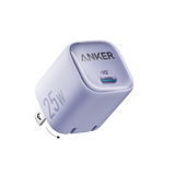 Anker 25W compact charger with USB-C port, shown in black, designed for fast charging smartphones and devices.