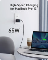 Two Anker 735 Nano II 65W charging chargers shown in black, compact design, ideal for fast mobile device charging.