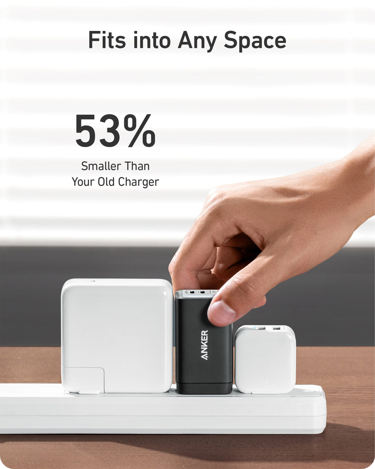 Two Anker 735 Nano II 65W chargers for fast charging devices, shown with compact design and USB-C ports.