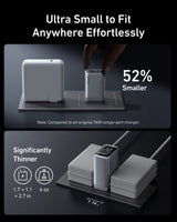 Anker Prime 100W GaN charger with three USB-C ports, compact design, and sleek black finish for fast device charging.