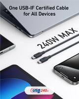 Anker 543 USB-C to USB-C charging cable with bio-braided design, durable and flexible for fast device charging.