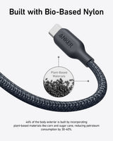Anker 543 USB-C to USB-C bio-braided charging cable shown with durable, flexible design for fast device charging.