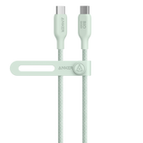 Anker 543 USB-C to USB-C charging cable with bio-braided design, shown in close-up with connectors visible.