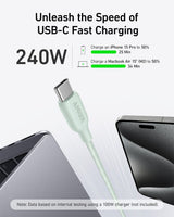 Anker 543 USB-C to USB-C Bio-Braided charging cable shown on white background with reinforced connectors.