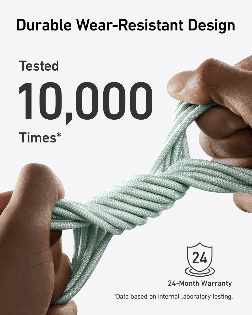 Anker 543 USB-C to USB-C charging cable with bio-braided design, durable and flexible for fast device charging.