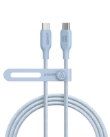 Anker 543 USB-C to USB-C bio-braided charging cable showing a close-up of the durable, flexible cable connector.