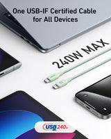 Anker 543 USB-C to USB-C charging cable with bio-braided design, showing a close-up of the durable, flexible cable for fast charging.