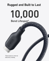 Anker 543 USB-C to USB-C charging cable with bio-braided design, durable and flexible for fast charging devices.