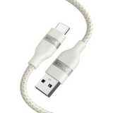 Anker upcycled braided USB-A to USB-C cable, available in 3 ft and 6 ft lengths, shown with connectors and braided design.