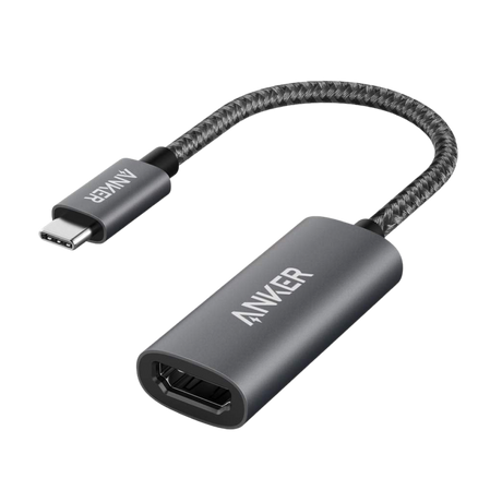 Anker 310 USB-C adapter with 4K HDMI port for charging and video output, shown connected to a device.