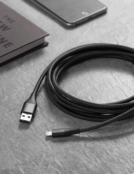 Anker 551 USB-A to Lightning charging cable in 3ft, 6ft, or 10ft length, designed for fast device charging.