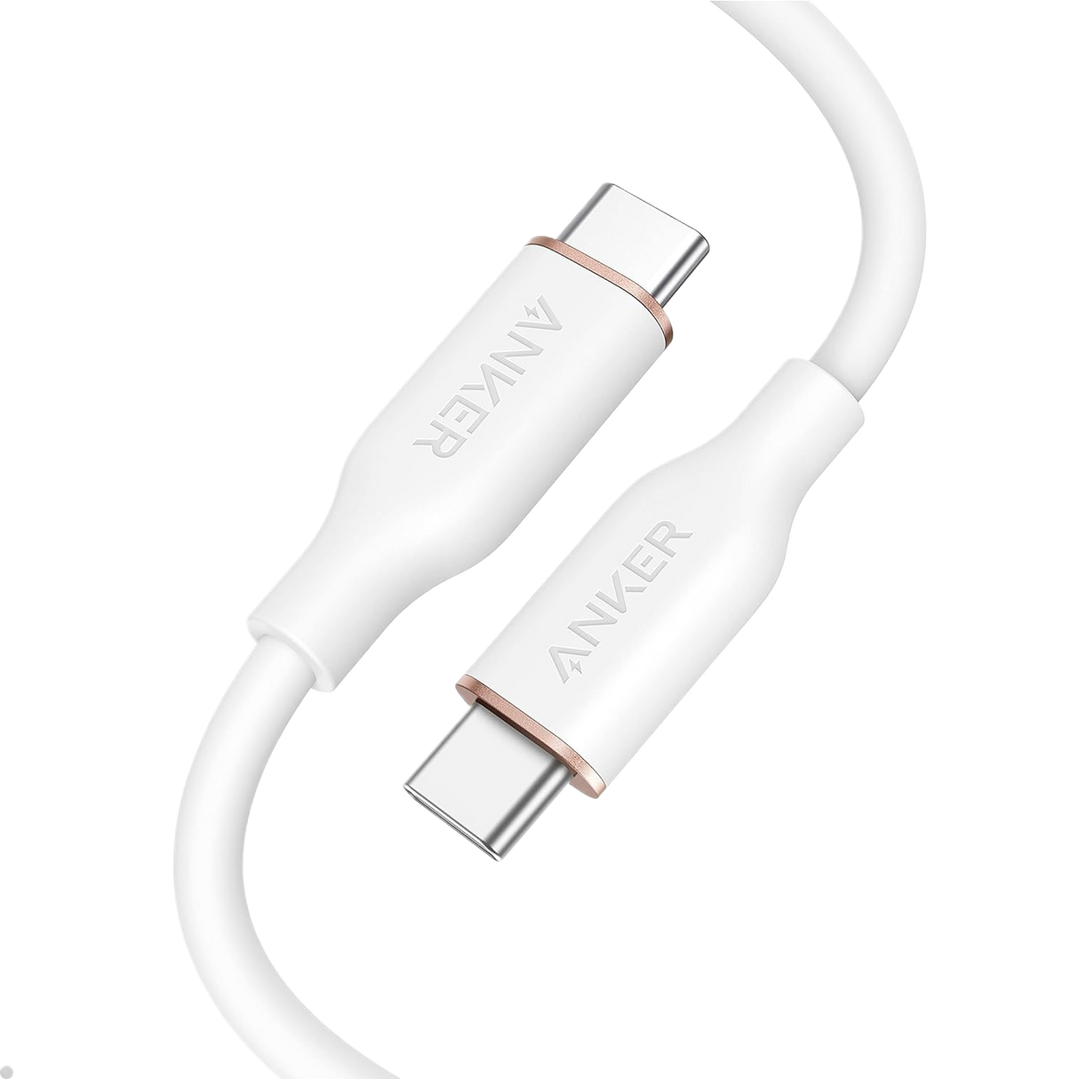 Anker 643 USB-C to USB-C silicone charging cable, flexible and durable for fast device charging and data transfer.