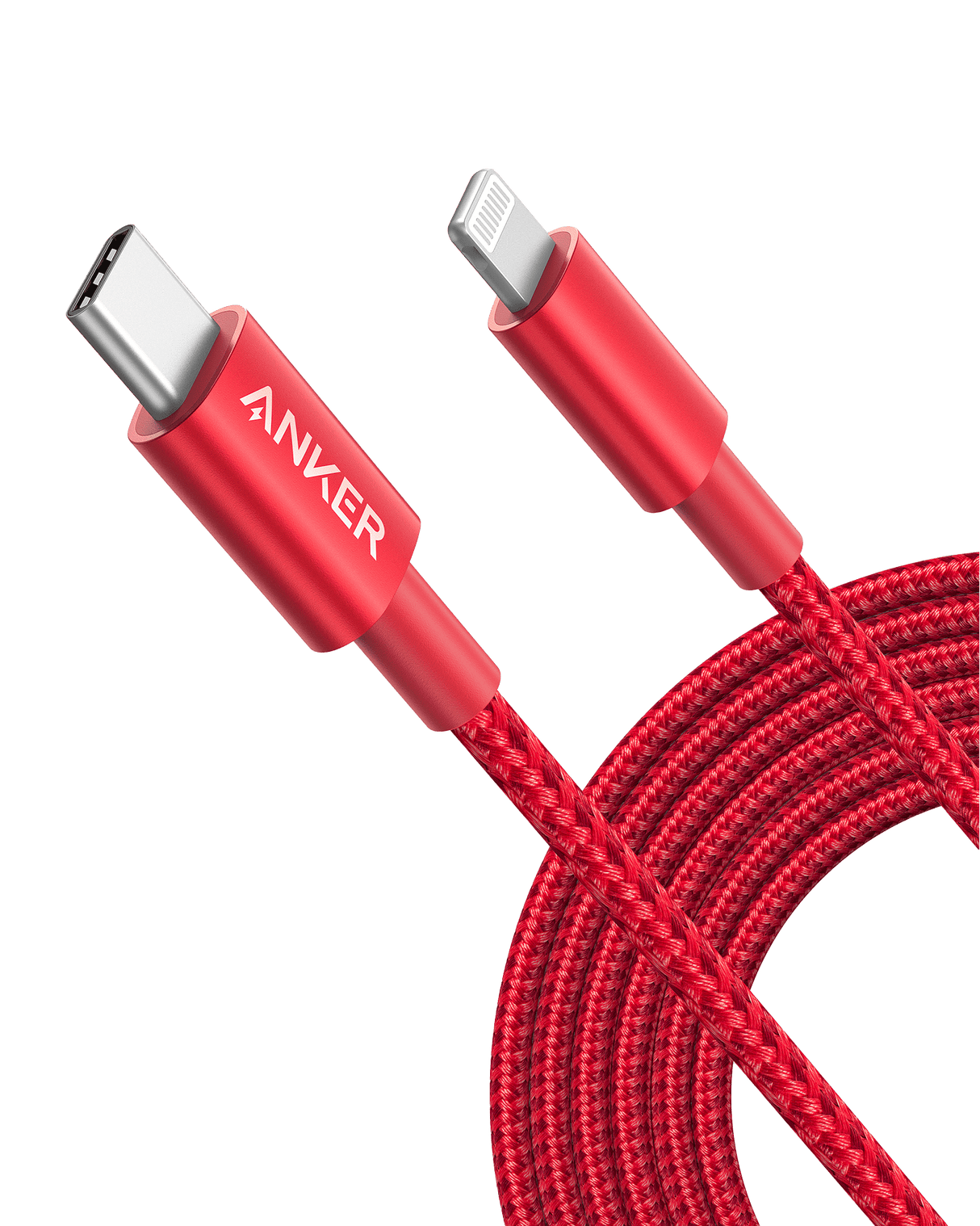 Anker 331 USB-C to Lightning charging cable showing a close-up of the cable's USB-C and Lightning connectors.