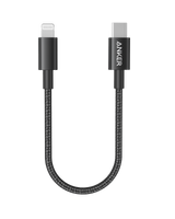 Anker 331 USB-C to Lightning charging cable showing a close-up of the cable's connectors and branding.