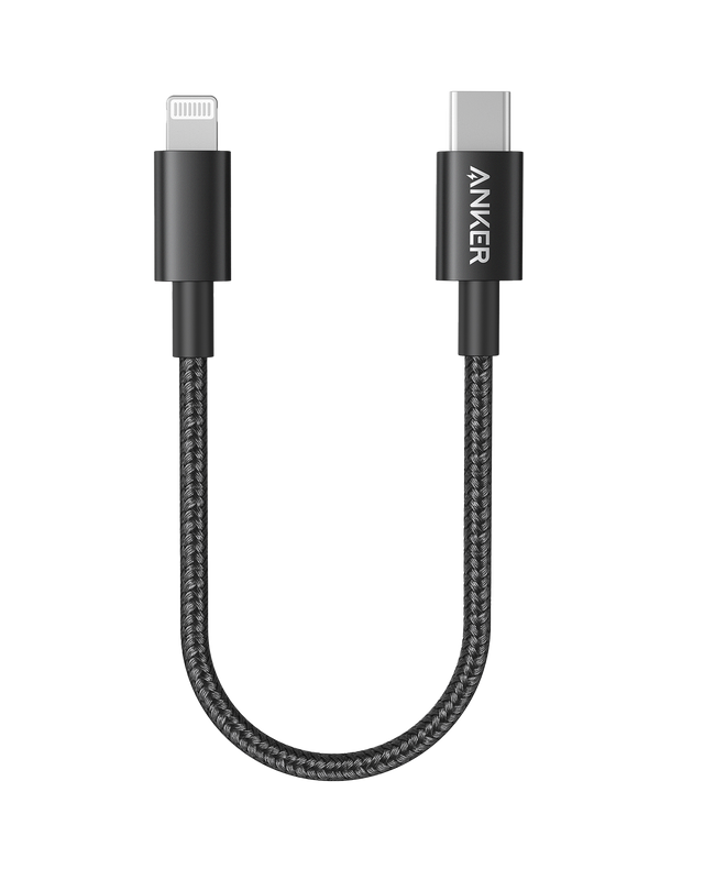 Anker 331 USB-C to Lightning charging cable showing a close-up of the cable's connectors and branding.