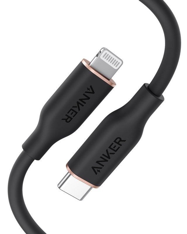 Anker 641 USB-C to Lightning cable, 3 ft silicone Flow cable for charging and syncing Apple devices, with durable design.