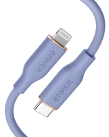 Anker 641 USB-C to Lightning Cable, 3 ft silicone flow design, black color with reinforced connectors for fast charging and data transfer.