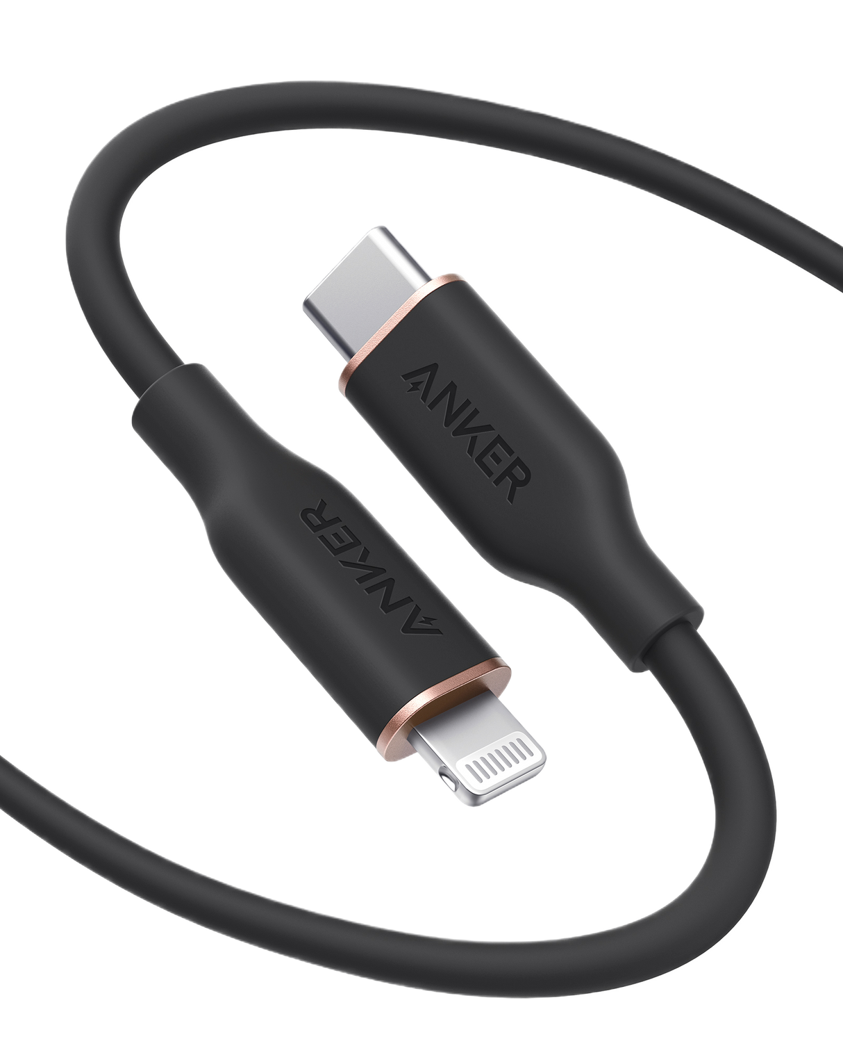 Anker 641 USB-C to Lightning Cable in Flow silicone, 3 feet long, with a flexible design and durable connectors.