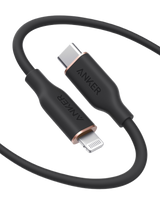 Anker 641 USB-C to Lightning Cable in Flow silicone, 3 feet long, with a flexible design and durable connectors.