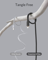 Anker 641 USB-C to Lightning cable, 3 ft silicone flow design, shown in black with braided exterior and metal connectors.