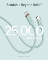 Anker 641 USB-C to Lightning cable in flow silicone, 3 feet long, with a sleek black design and durable construction.