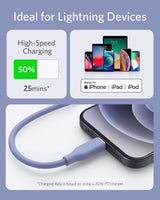 Anker 641 USB-C to Lightning cable in silicone, 3 ft length, designed for fast charging and data transfer.