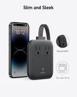 Anker Nano 6-in-1 67W charging station with multiple ports for fast device charging, compact design, and sleek black finish.