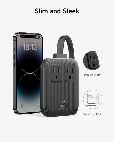 Anker Nano 6-in-1 67W charging station with multiple ports for fast device charging, compact design, and sleek black finish.