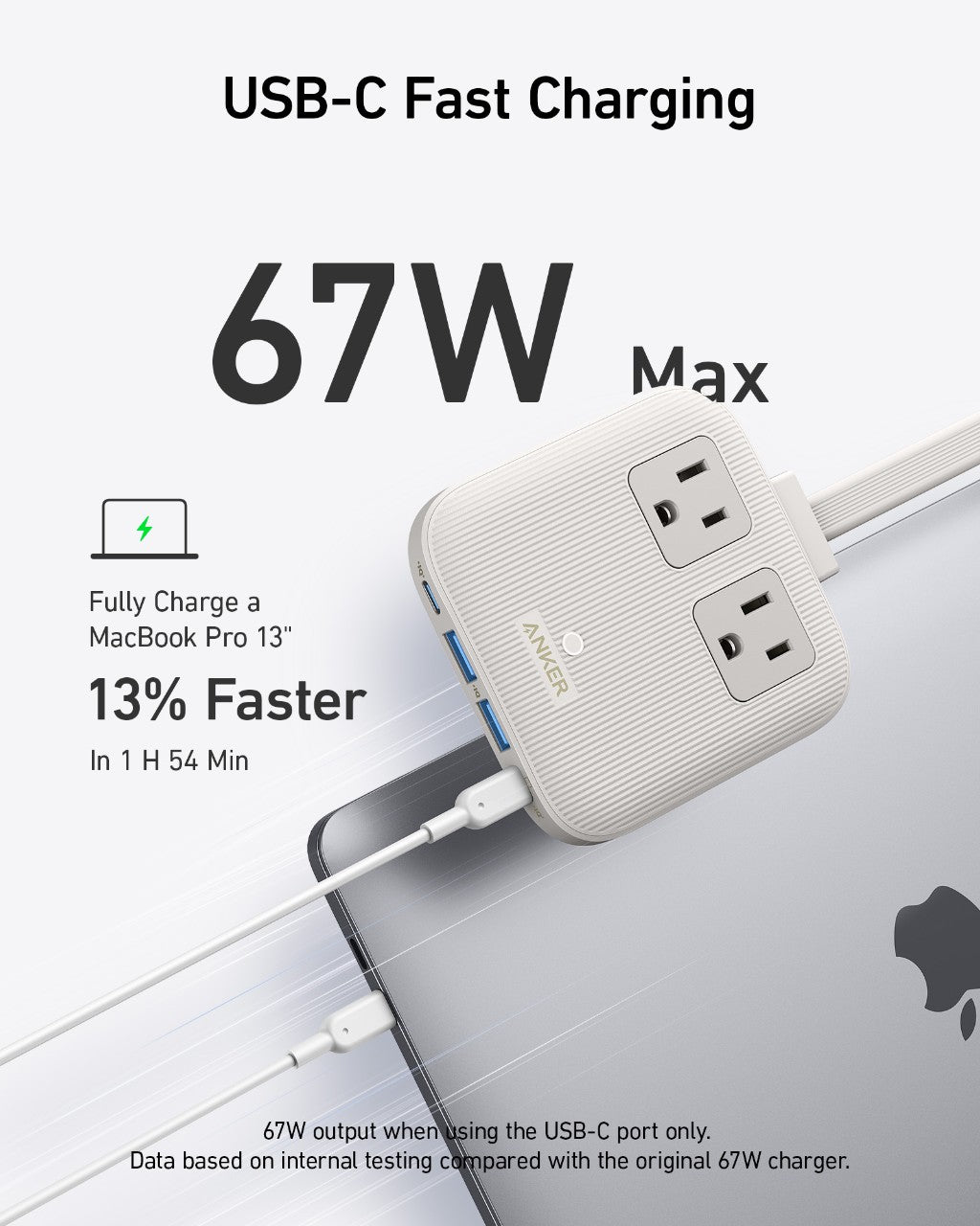 Anker Nano 6-in-1 67W charging station with multiple ports for fast device charging, compact design in black.