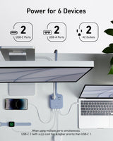 Anker Nano 6-in-1 67W charging station with multiple ports for fast device charging on a sleek, modern design.