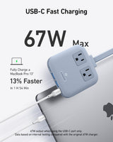 Anker Nano 6-in-1 67W charging station with multiple ports, compact design, and sleek black finish for versatile device charging.