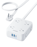 Anker 341 USB Power Strip with multiple charging ports and power button, designed for convenient device charging.
