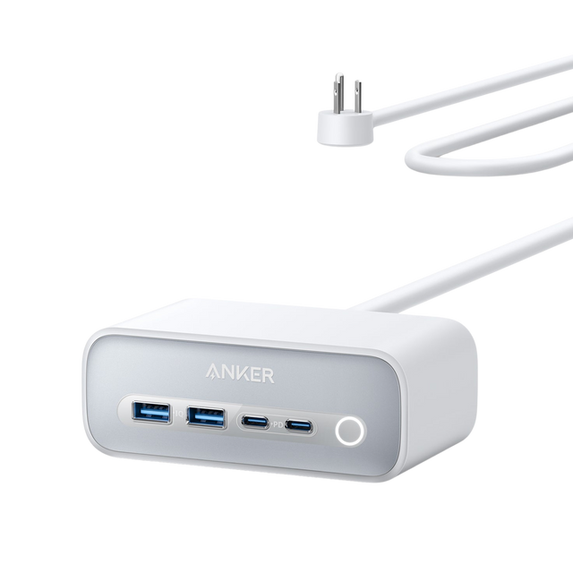 Anker 525 charging station with multiple USB ports and sleek design for efficient device charging.