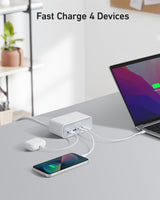 Anker 525 charging station with multiple USB ports, designed for efficient device charging in a sleek, compact setup.