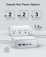 Anker 525 charging station with multiple USB ports for fast device charging, shown in a sleek black design.