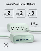 Anker 525 charging station with multiple USB ports, sleek design, and charging cables connected for efficient device power.