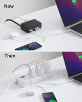 Anker 525 charging station with multiple ports for charging electronic devices, sleek design in black.