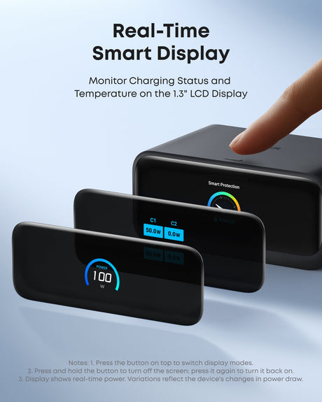Anker Nano 7-in-1 100W charging station with multiple ports for fast device charging, shown on a desk.