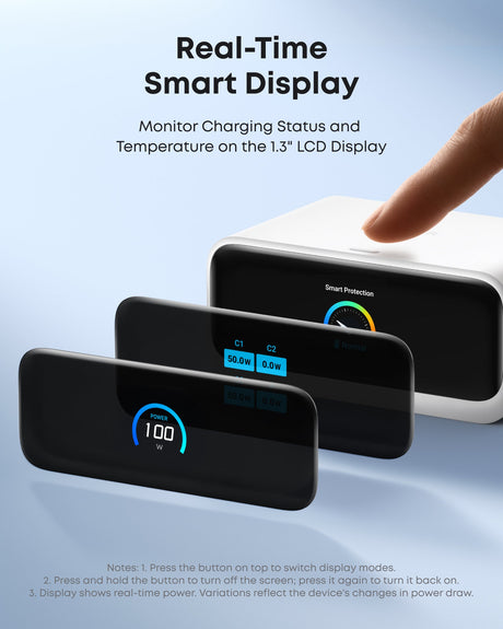 Anker Nano 7-in-1 100W charging station with multiple ports and sleek black design for fast device charging.