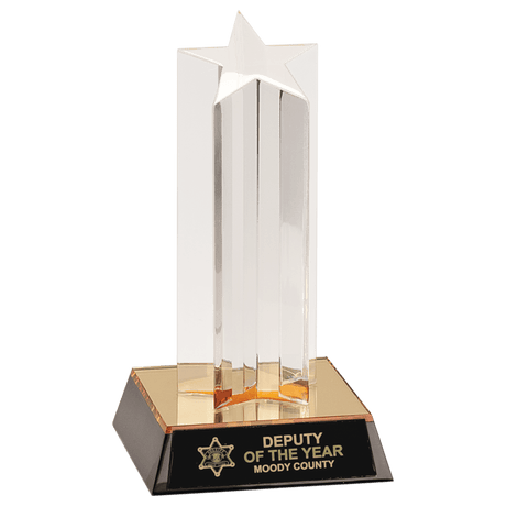 Clear Single Star Column Acrylic with Gold/Black Base