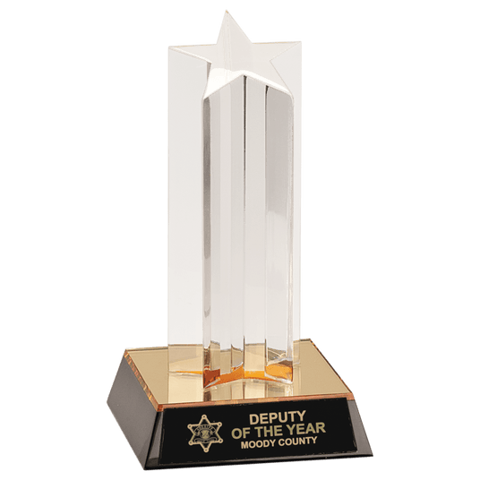 Clear Single Star Column Acrylic with Gold/Black Base